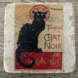 Tournée Du Chat Noir Tumbled Marble Art and Stone Coaster 3.75” 10.2oz